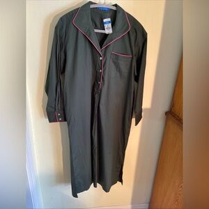 J. McLaughlin army green quarter button long dress pink trim pocket Small